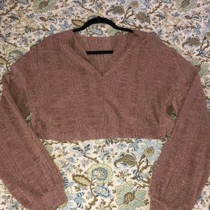 Brown Crop Top Sweater from Shein